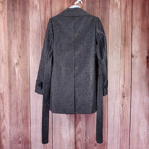 NWT J Crew Collection Womens 4 Black Label Gunmetal Metallic Jacquard Pea Coat - Picture 5 of 15